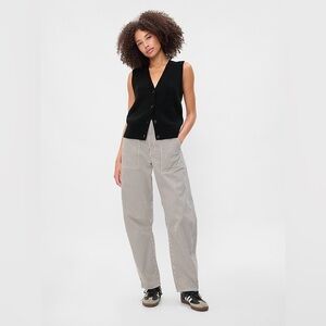 GAP High Rise Barrel Khakis in New Off White Blue Stripe, Size 12P